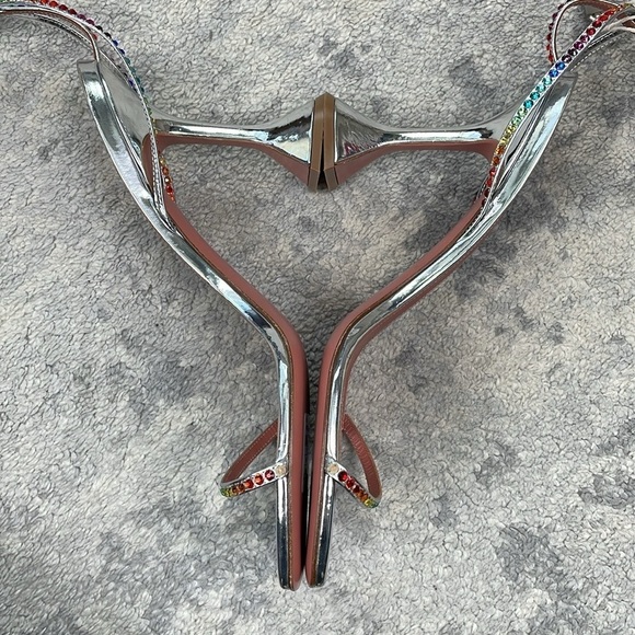 New Amina Muaddi x AWGE Rainbow Crystal LSD Wrap
Around Gladiator Sandals Heels - Picture 10 of 16